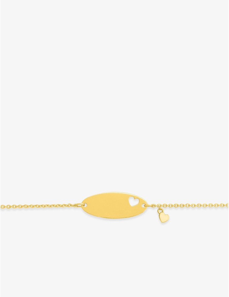 Gourmette Bébé Or Jaune 750‰ – Maille Forçat, Plaque Fantaisie & Gravure Offerte