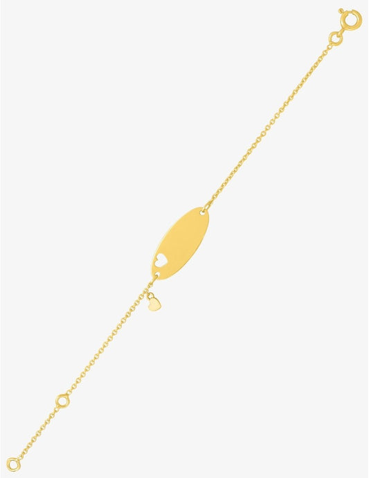 Gourmette Bébé Or Jaune 750‰ – Maille Forçat, Plaque Fantaisie & Gravure Offerte