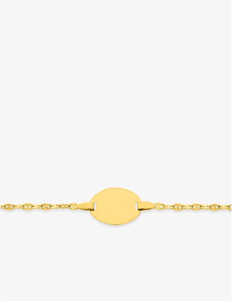Gourmette Bébé Or Jaune 750‰ Plaque Ovale & Chaîne Grain de Café – Gravure Offerte