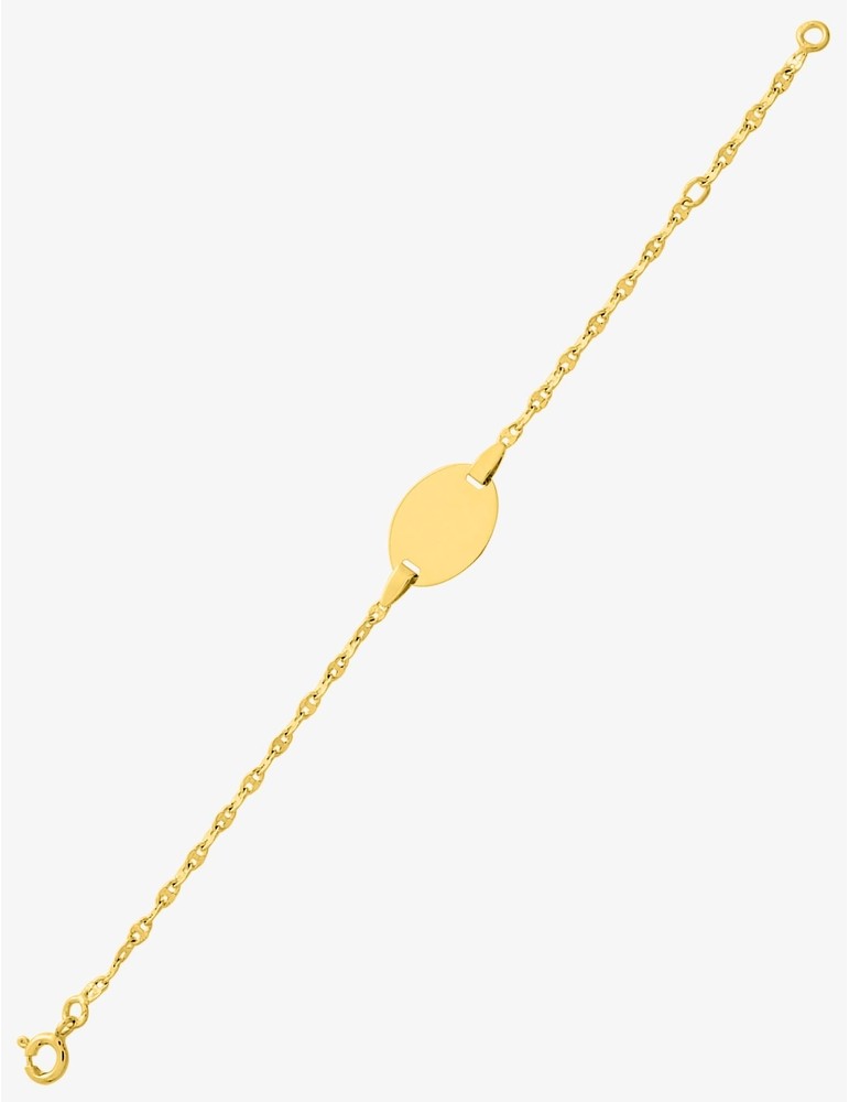 Gourmette Bébé Or Jaune 750‰ Plaque Ovale & Chaîne Grain de Café – Gravure Offerte