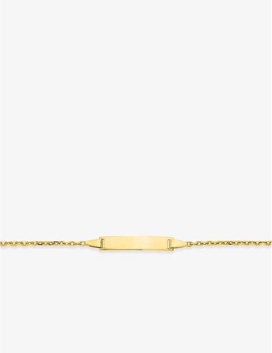 Gourmette Bébé Or Jaune 750‰ Plaque Rectangle & Chaîne Forçat – Gravure Offerte