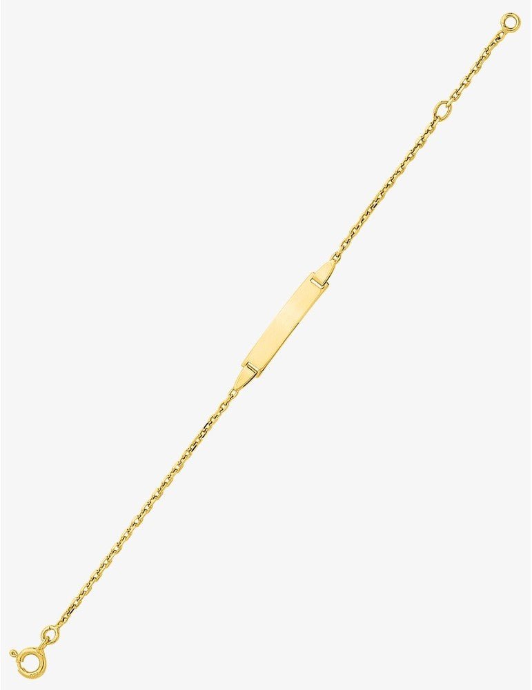 Gourmette Bébé Or Jaune 750‰ Plaque Rectangle & Chaîne Forçat – Gravure Offerte