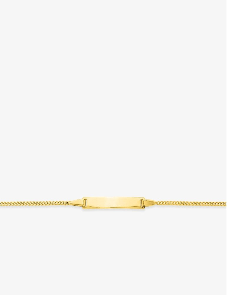 Gourmette Bébé en Or Jaune 18K avec Plaque Rectangle - Gravure Offerte