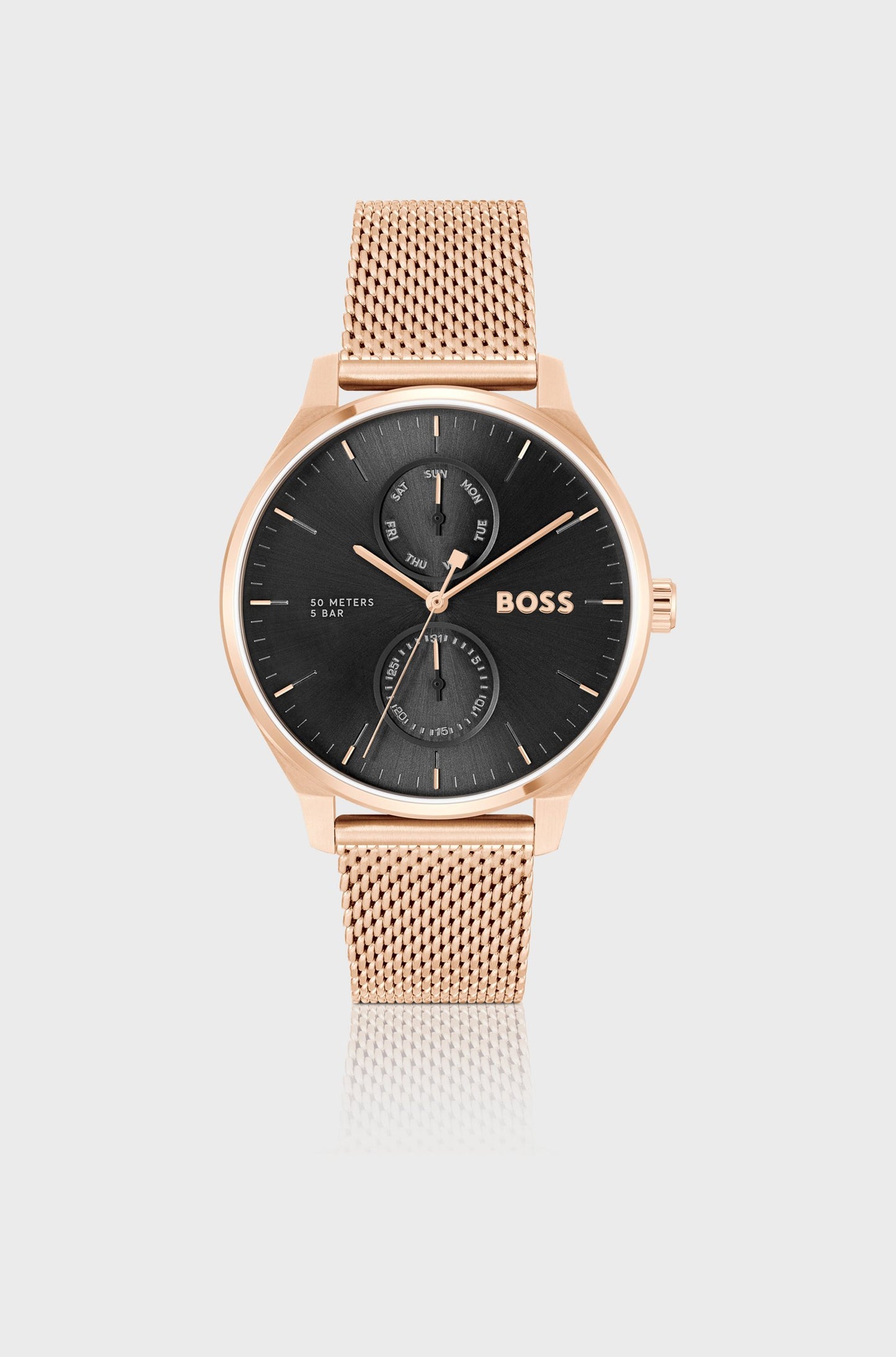 Montre Boss à Cadran Noir Or Rose Incarna