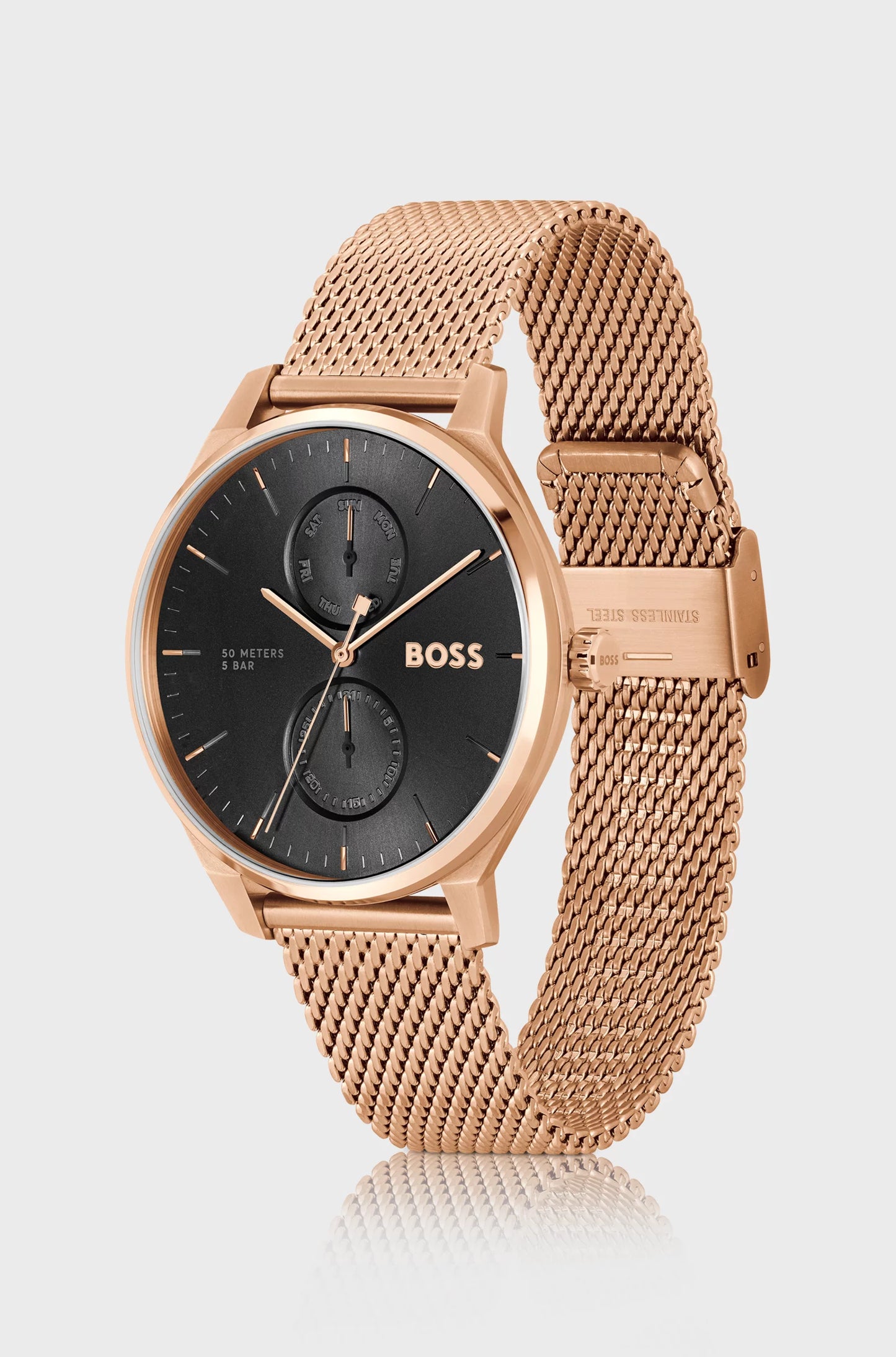Montre Boss à Cadran Noir Or Rose Incarna