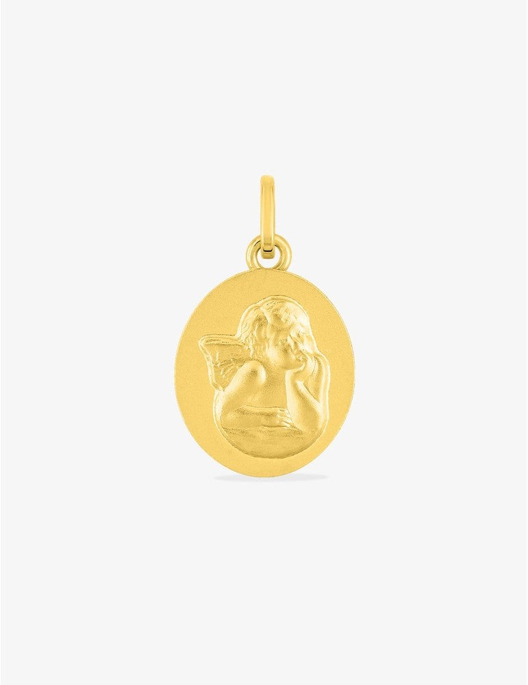 Médaille Ange Or Jaune 375‰, Plaque Ovale