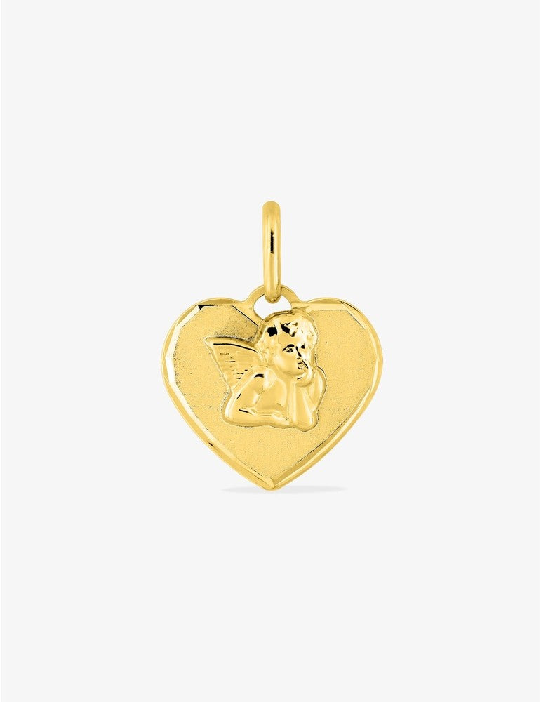 Médaille Ange Cœur Or Jaune 375‰, 14 x 16 mm