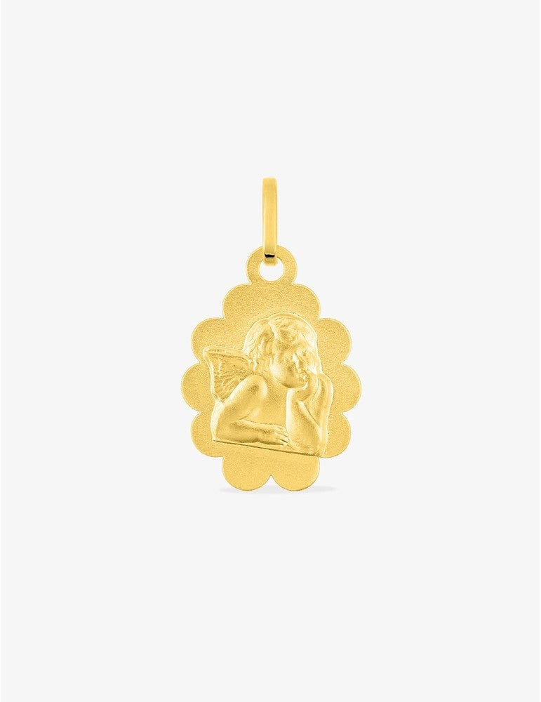 Médaille Ange Or Jaune 9K Étoile Gravable Gravure Offerte