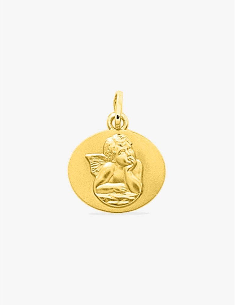 Médaille Ovale Ange Or Jaune 375‰, 13x15 mm