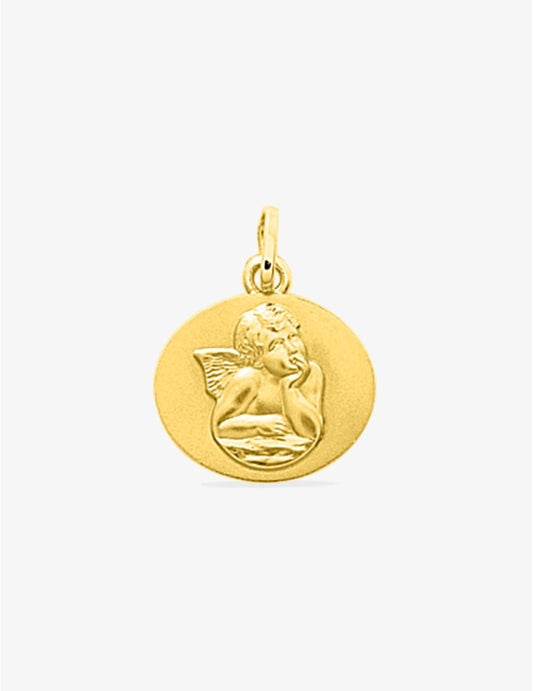 Médaille Ovale Ange Or Jaune 375‰, 13x15 mm