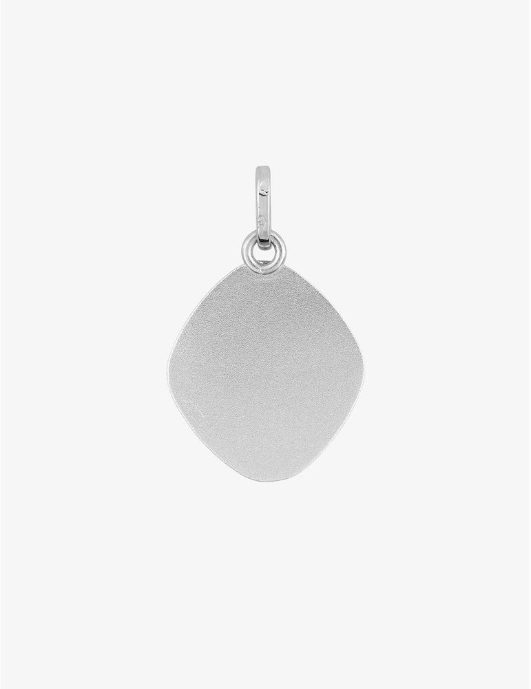 Médaille Vierge Or Blanc 375‰, Plaque Losange 13 x 20 mm