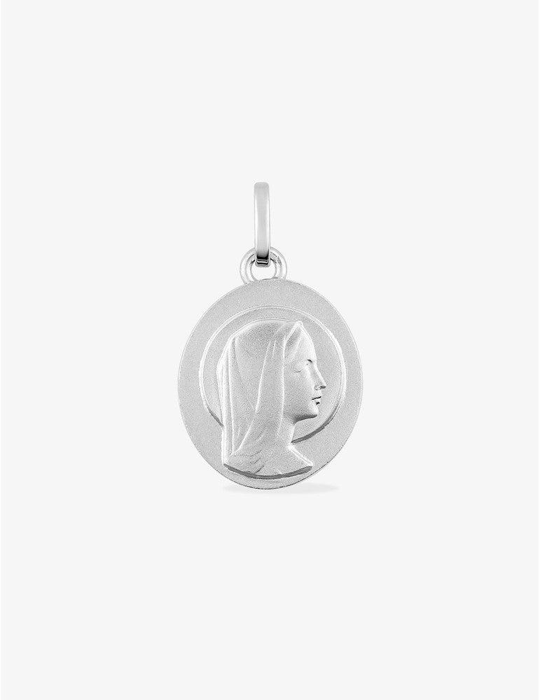 Médaille Vierge Or Blanc 375‰, Ovale 13 mm