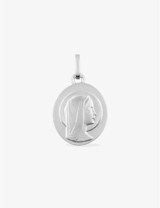 Médaille Vierge Or Blanc 375‰, Ovale 13 mm
