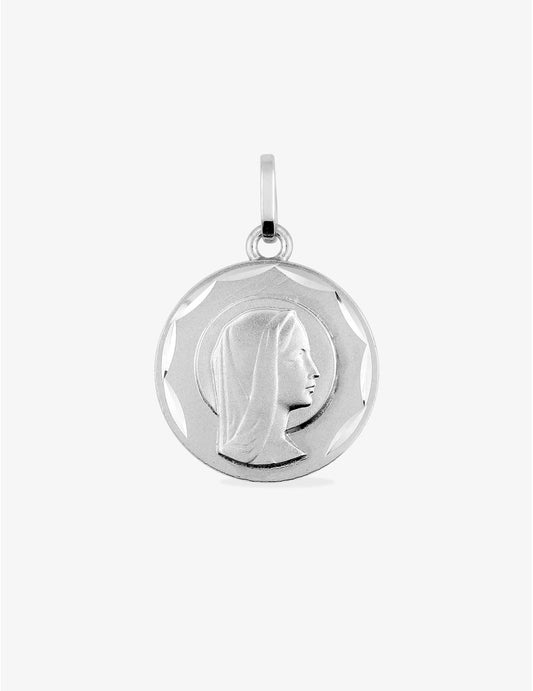 Médaille Vierge en Or Blanc 375‰ - Gravure Offerte