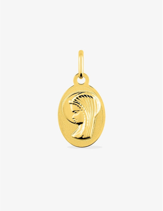 Médaille Vierge Or Jaune 375‰, Plaque Ovale