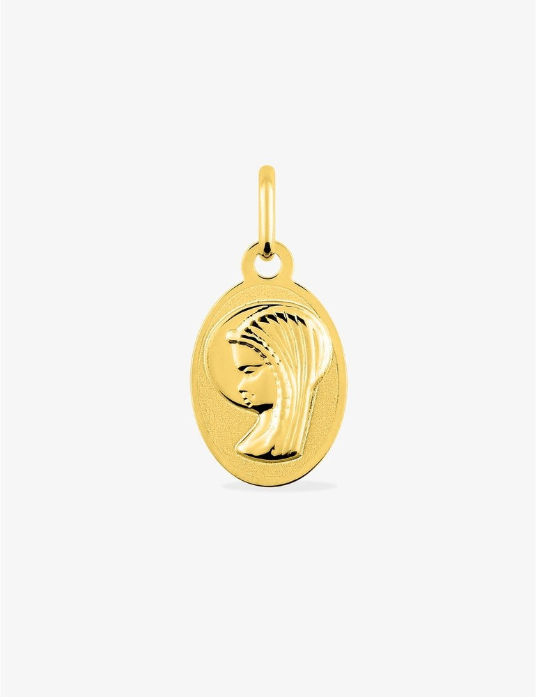 Médaille Vierge Or Jaune 375‰, Plaque Ovale