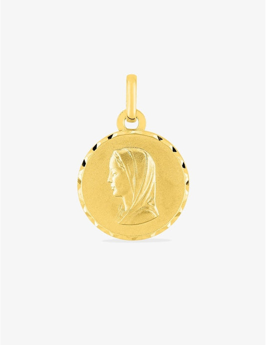 Médaille Vierge Or Jaune 375‰ 15 mm Gravure Offerte
