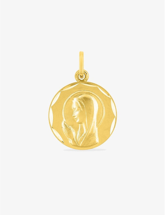 Médaille Vierge Or Jaune 375‰ 15 mm Contour Décoré
