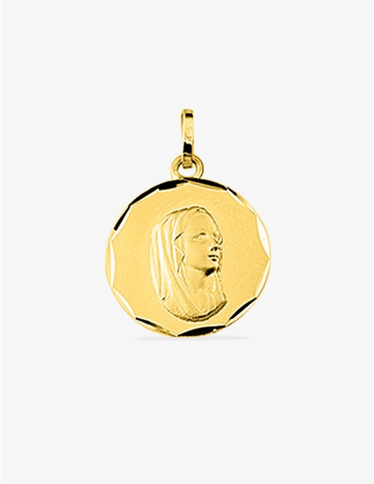 Médaille Vierge Or Jaune 375‰ 15 mm Liseré Diamanté