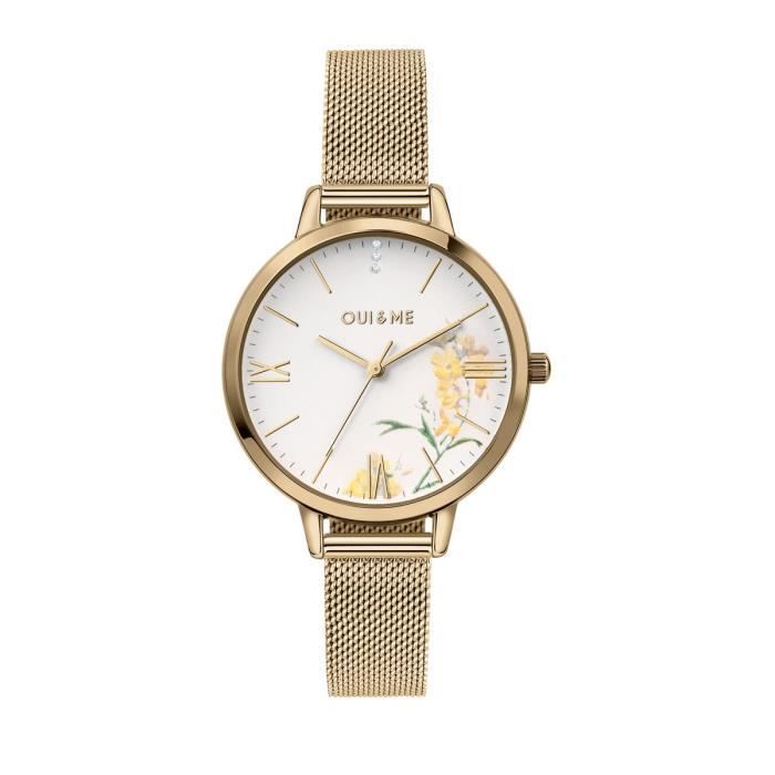 Montre Femme OUI&ME Fleurette Acier Jaune