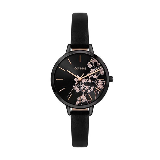 Montre OUI & ME Fleurette Cuir Noir