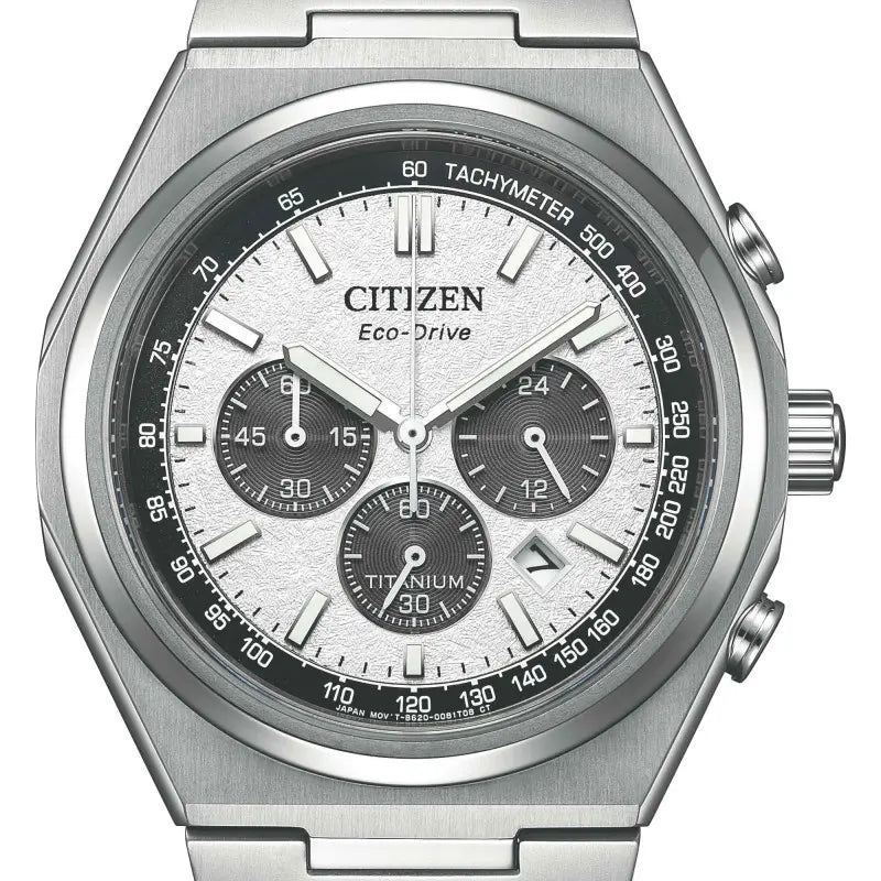 Citizen CA4610-85A – Chronographe homme Eco-Drive Super Titanium™ cadran blanc