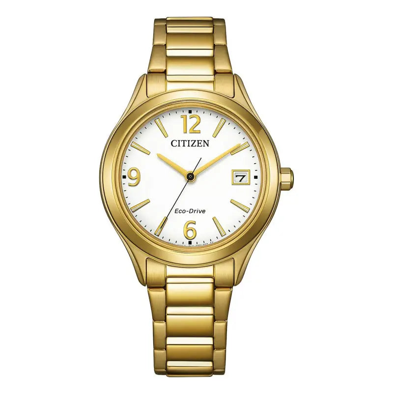 Citizen FE6122-64A – Montre femme Eco-Drive dorée cadran blanc