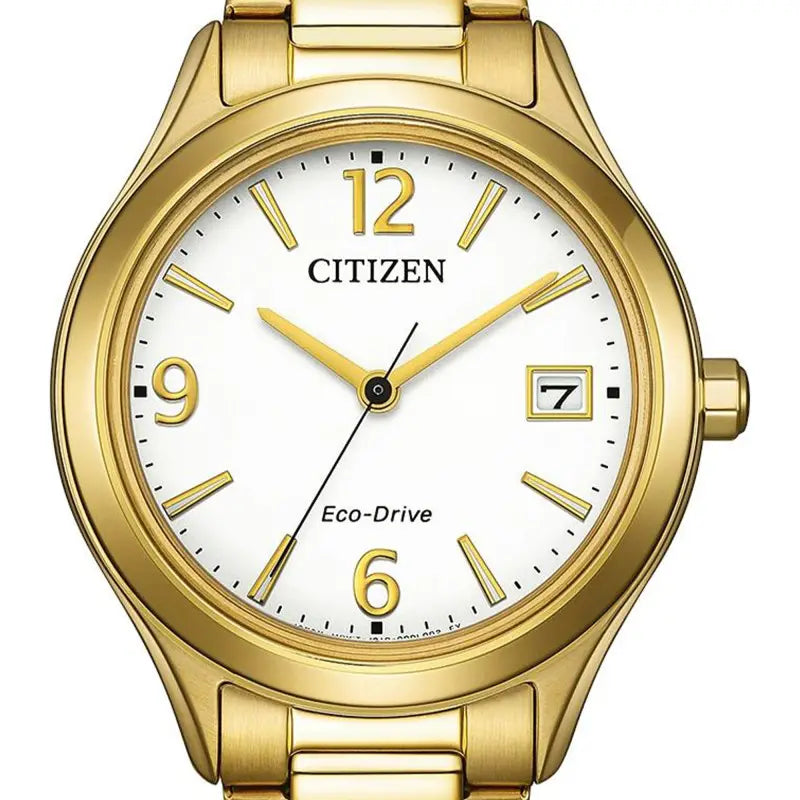 Citizen FE6122-64A – Montre femme Eco-Drive dorée cadran blanc
