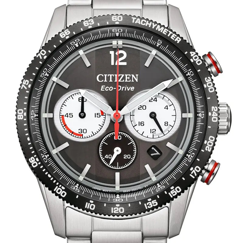 Citizen CA4714-55E – Chronographe Homme Eco-Drive Acier Noir