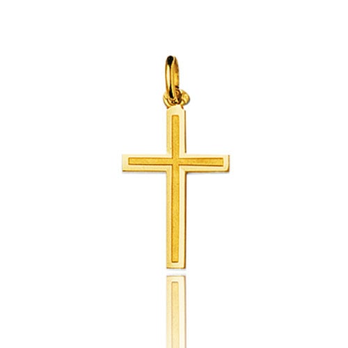 Pendentif Croix en Or Jaune Raffiné 18K