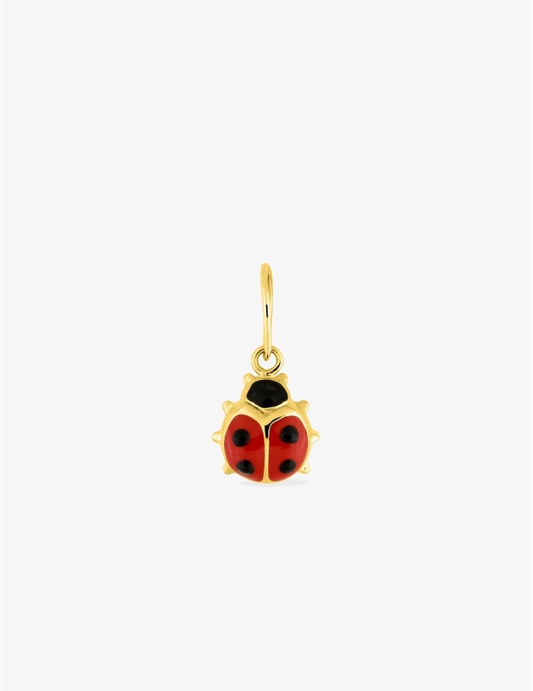 Pendentif coccinelle en or jaune 750‰ avec laque rouge et noire