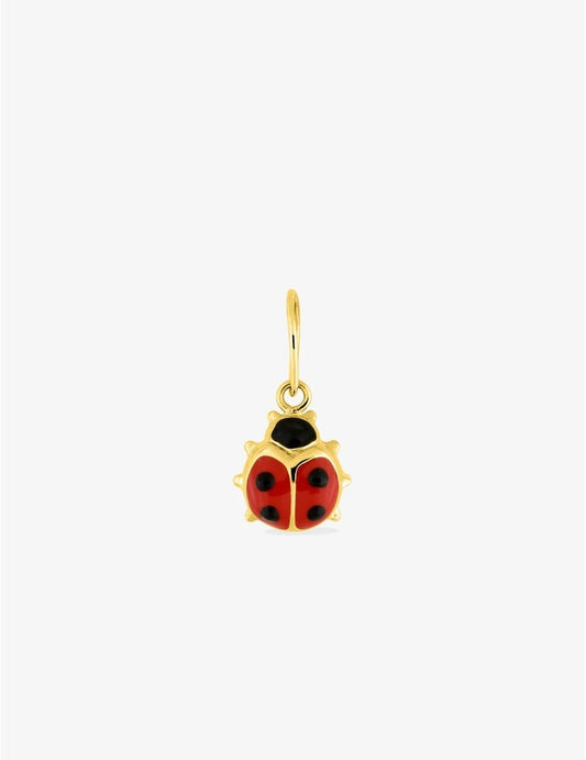 Pendentif coccinelle en or jaune 750‰ avec laque rouge et noire