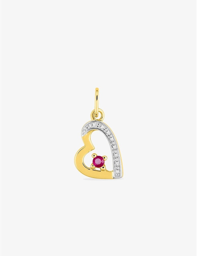 Pendentif cœur bicolore or 750 ‰ avec rubis