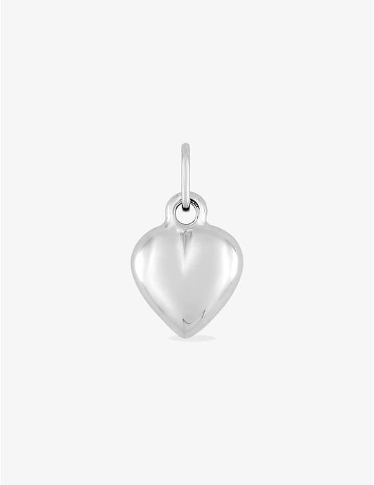 Pendentif cœur bombé or blanc 375 ‰ 8x14 mm