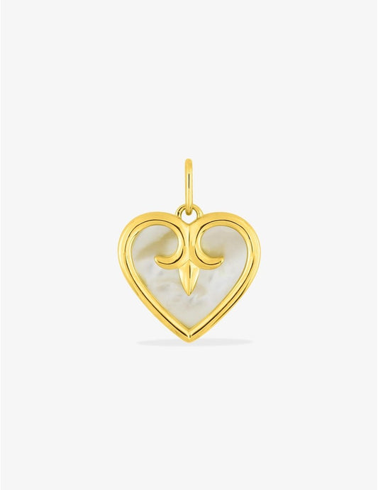 Pendentif cœur fantaisie en nacre et or jaune 375‰