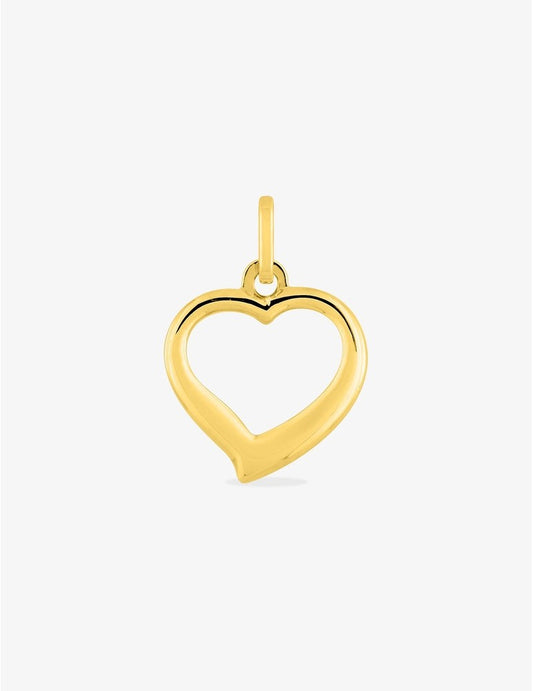 Pendentif cœur or jaune 375 ‰ fil bombé 14x20 mm