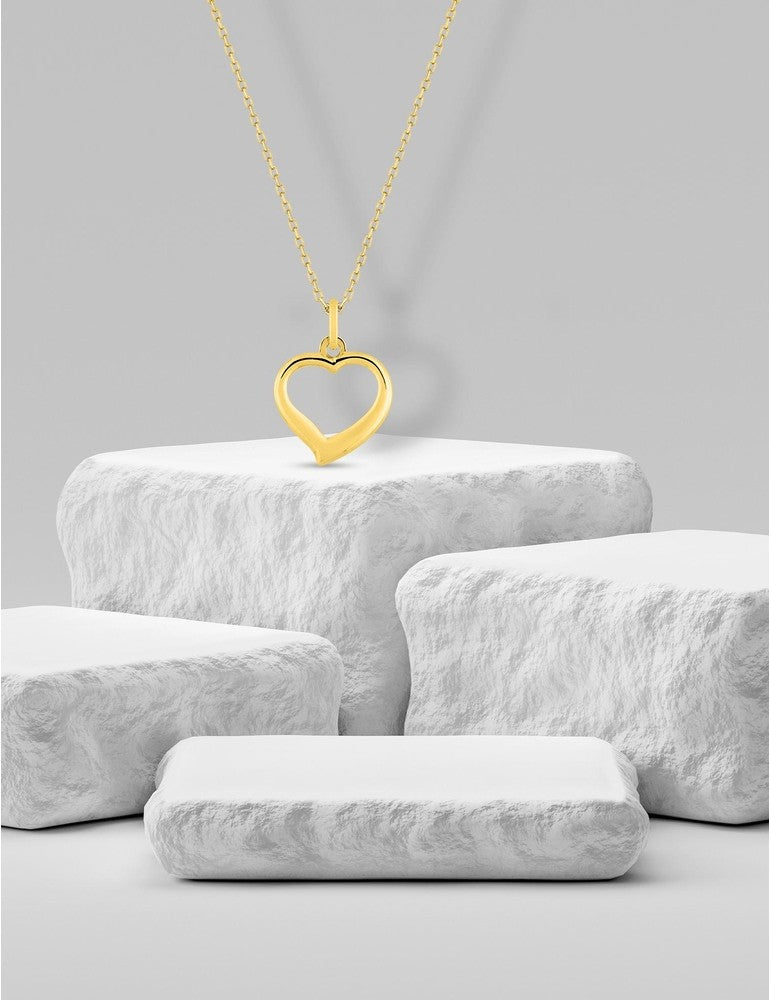 Pendentif cœur or jaune 375 ‰ fil bombé 14x20 mm