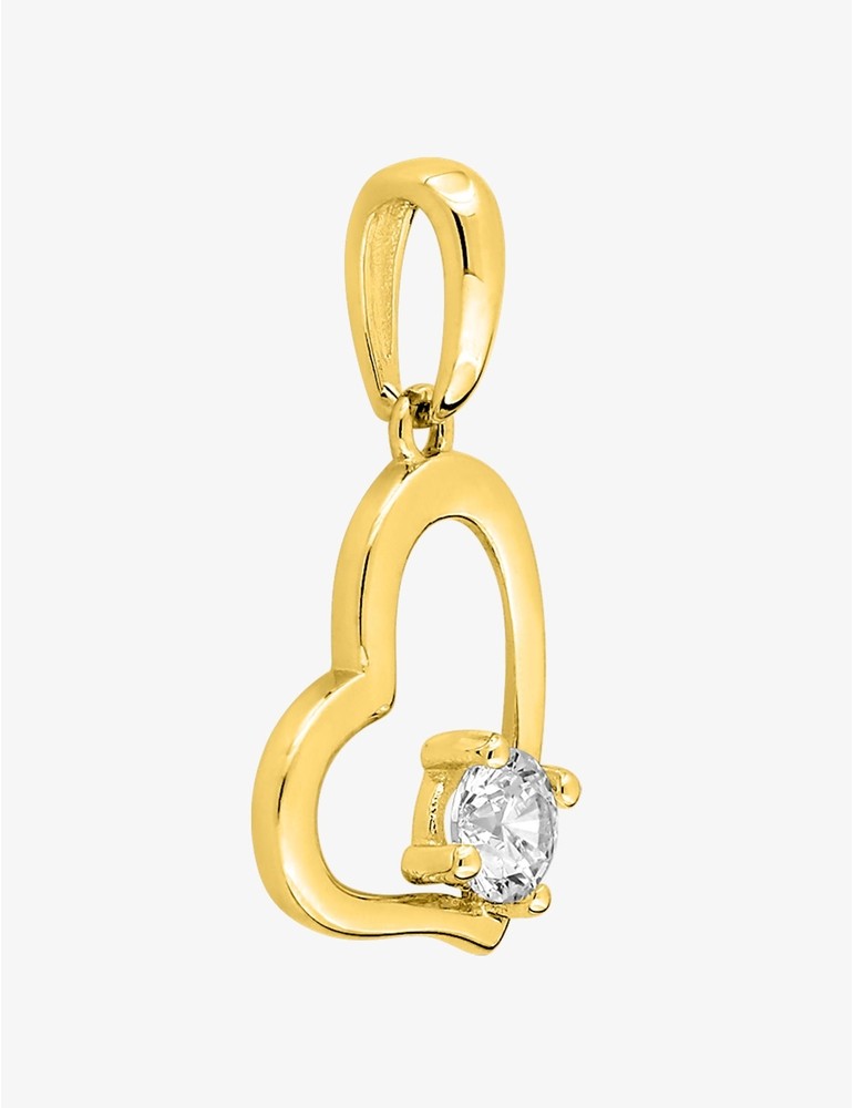 Pendentif cœur or jaune 375‰ et oxyde de zirconium