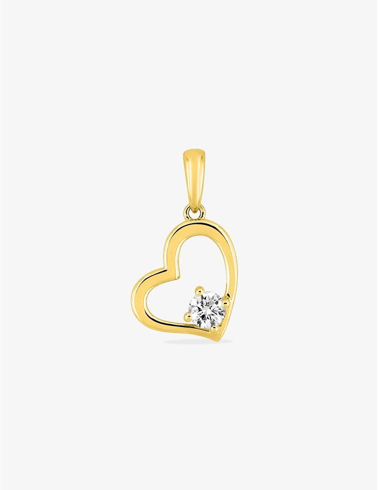 Pendentif cœur or jaune 375‰ et oxyde de zirconium