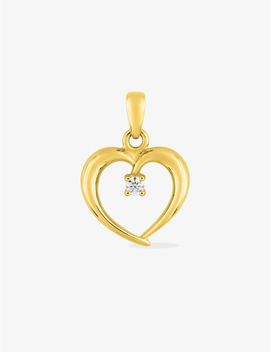Pendentif cœur en or jaune 375‰ (9 carats) avec oxyde de zirconium