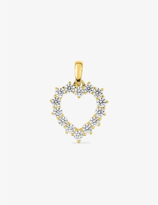 Pendentif cœur en or jaune 375‰ pavé d'oxydes de zirconium