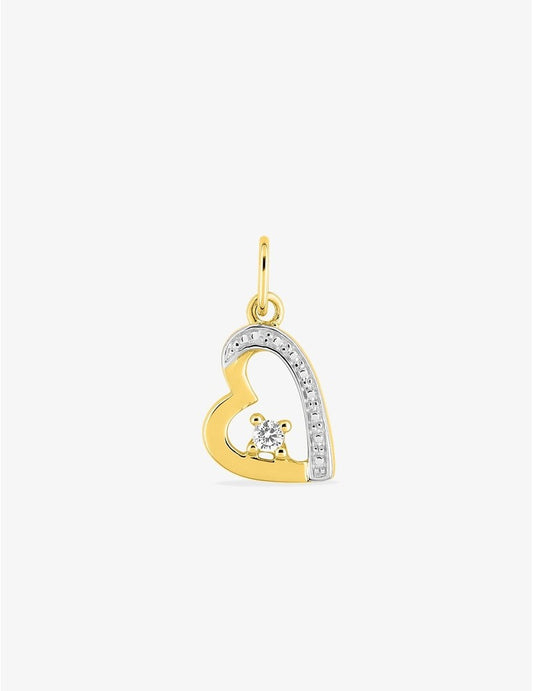 Pendentif cœur or jaune 750 ‰ oxyde de zirconium et rhodium