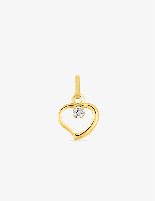 Pendentif cœur en or 750‰ et oxyde de zirconium