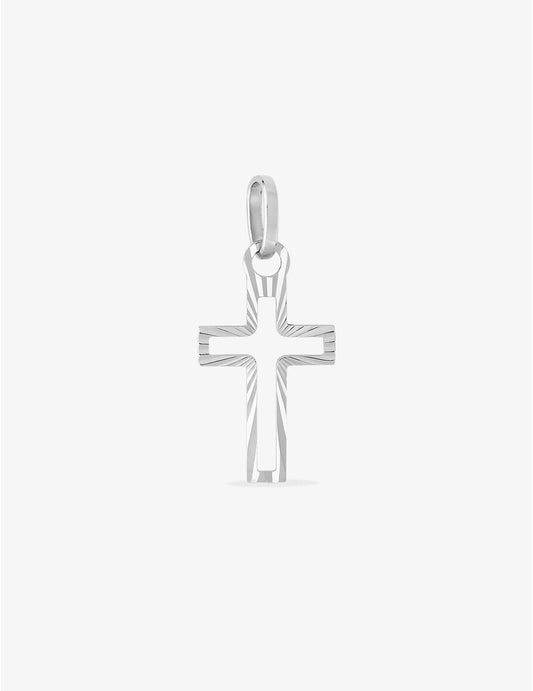 Pendentif Croix Ajourée en Or Blanc 750/1000 – 10 x 23 mm