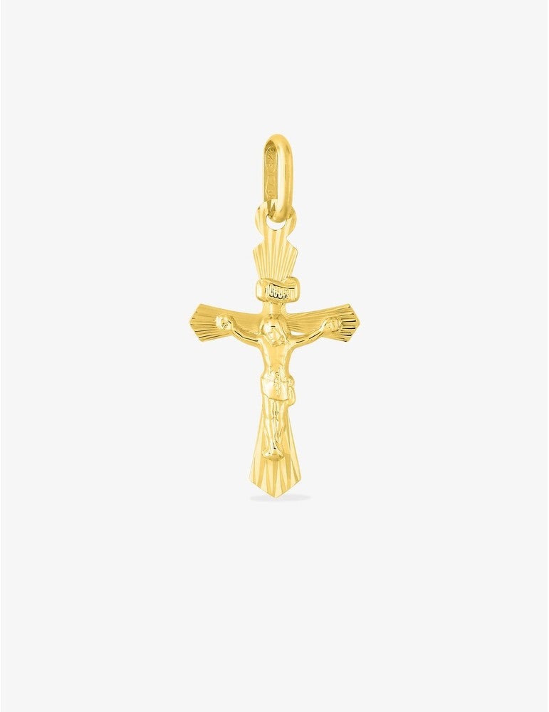 Pendentif Croix et Christ en Or Jaune 750/1000 – 12 x 25 mm
