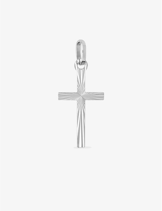 Pendentif Croix Striée en Or Blanc 750/1000 – 10 x 25 mm