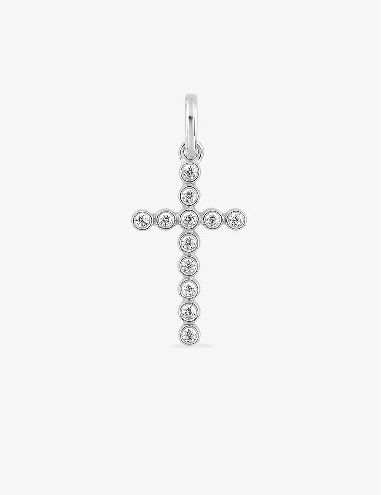 Pendentif croix or blanc 750‰ et oxydes de zirconium