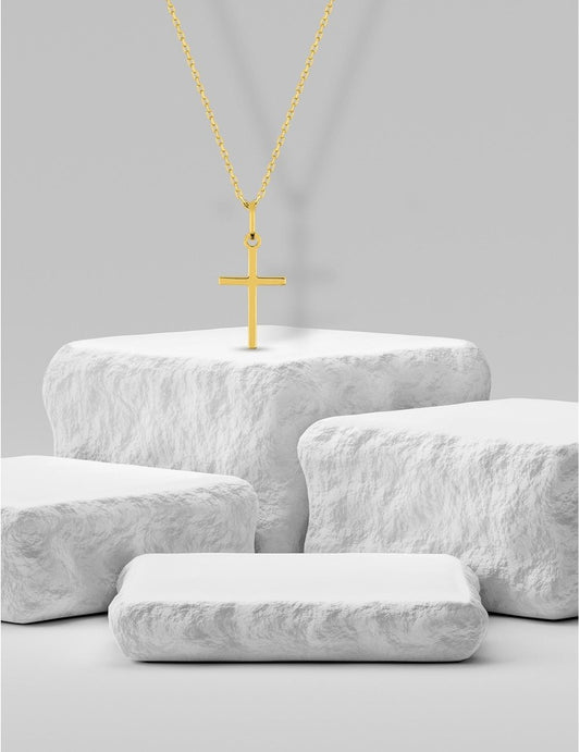 Pendentif Croix en Or Jaune 750/1000 – 10 x 20 mm