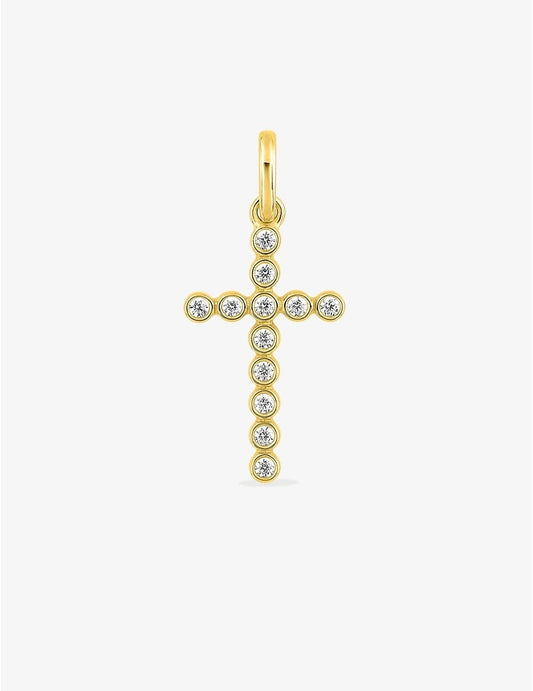 Pendentif croix or jaune 750‰ et oxydes de zirconium