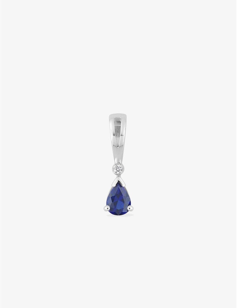 Pendentif Or 750‰ Diamant 0,01 ct et Saphir Serti Griffes